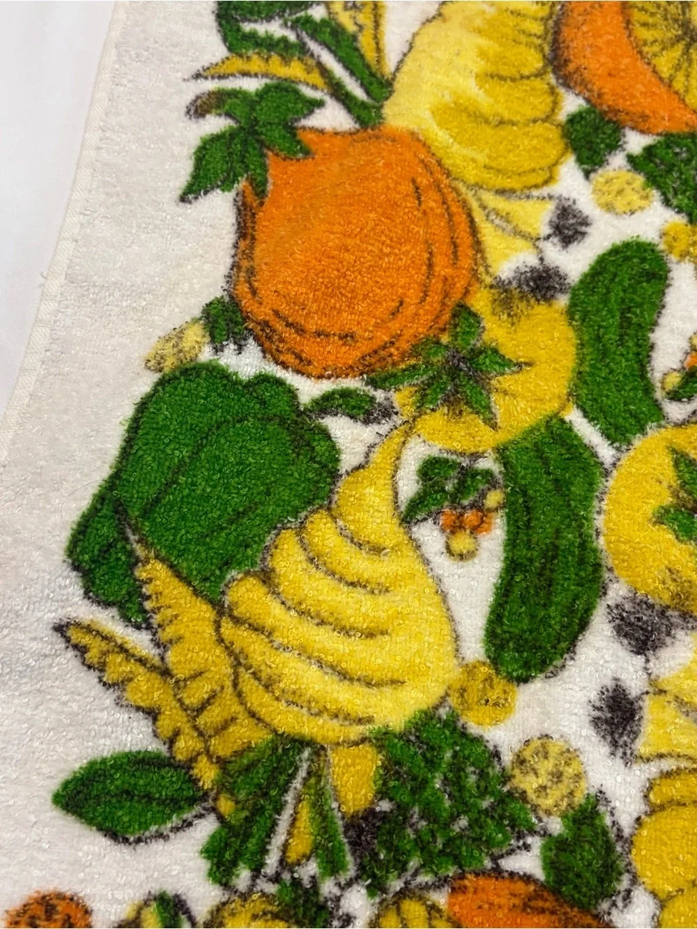 Vtg 70's Mushroom Cannon Kitchen Hand Towel Dish USA Cotton Terry Cloth MCM